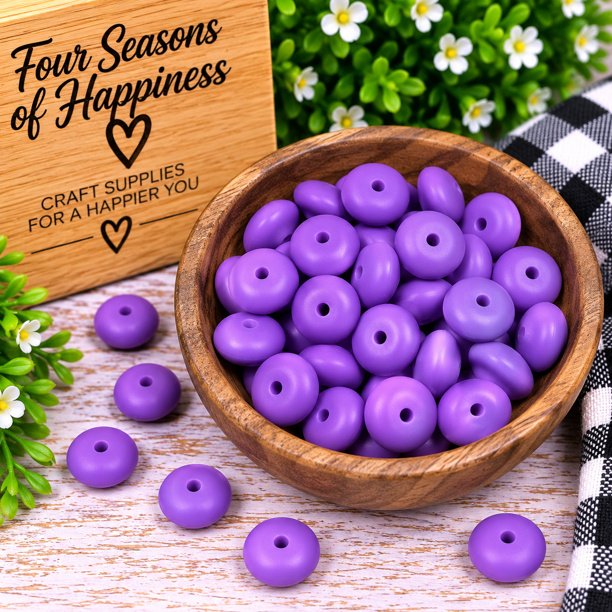 14mm Silicone Abacus Spacer Beads – Purple Passion – 25 Count