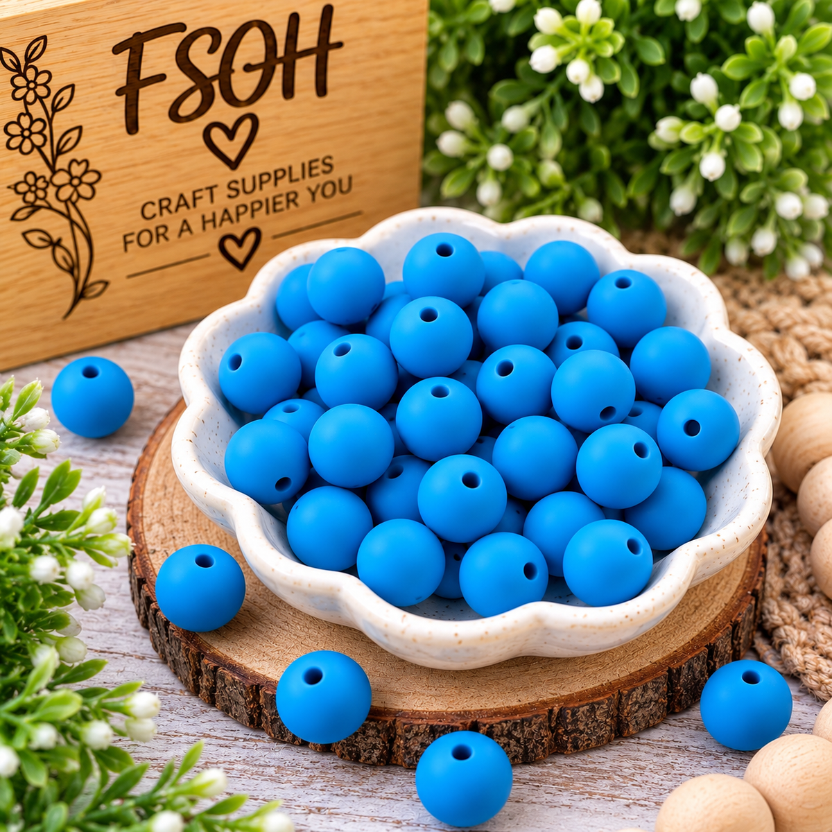 Bermuda Blue 15mm Silicone Beads – Round Craft Beads
