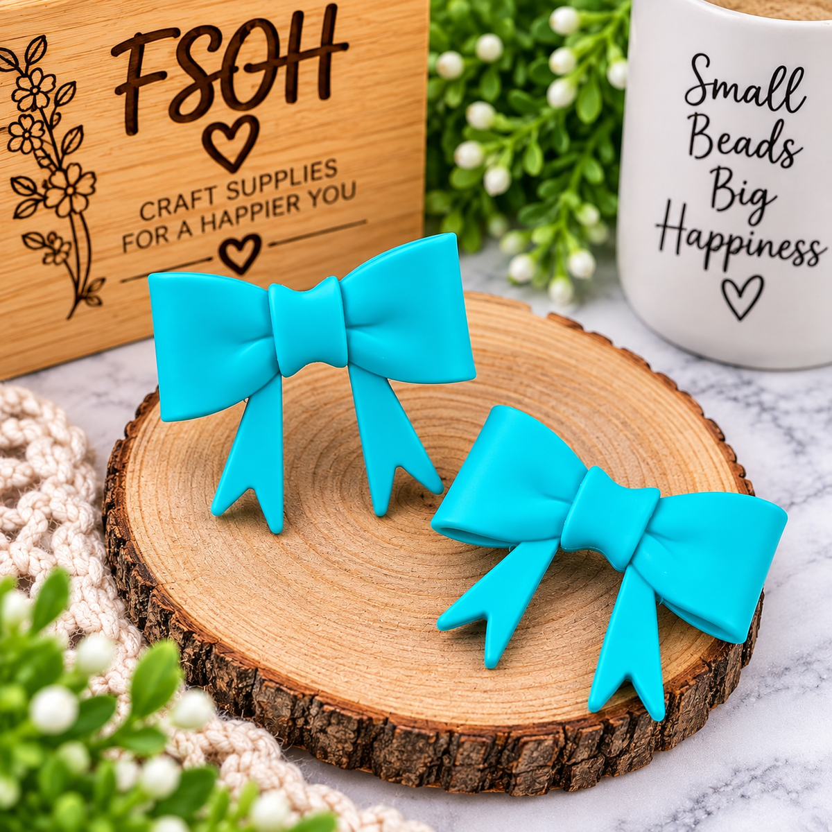 Tropical Lagoon Large Silicone Bow Focal Bead