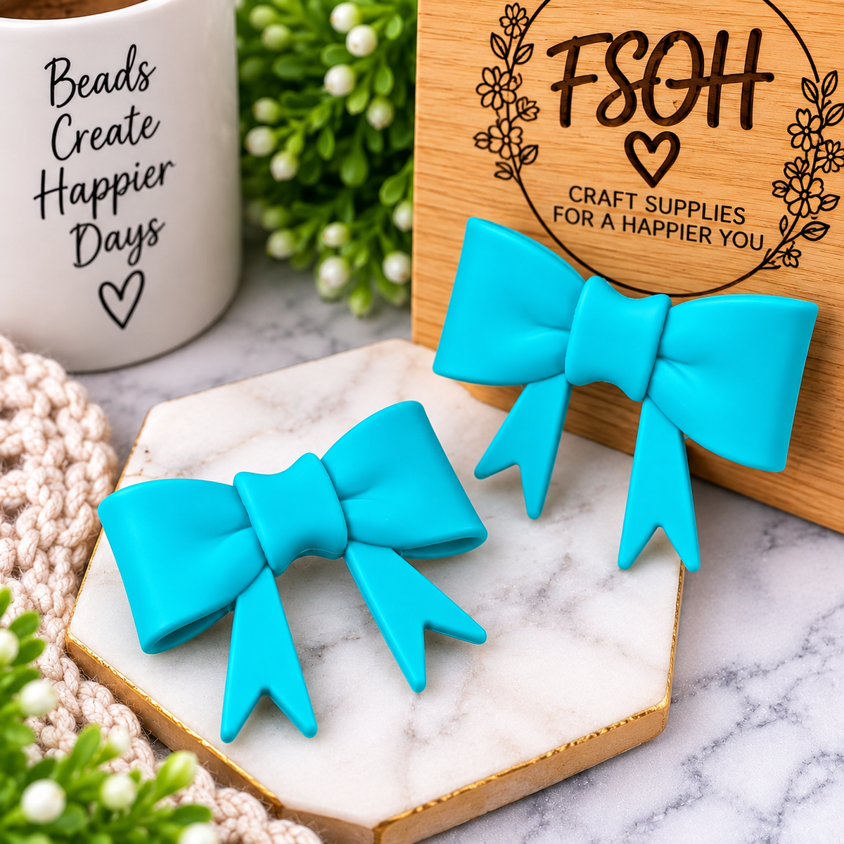 Tropical Lagoon Large Silicone Bow Focal Bead