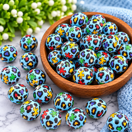 Autism in Color – 15mm Printed Silicone Bead