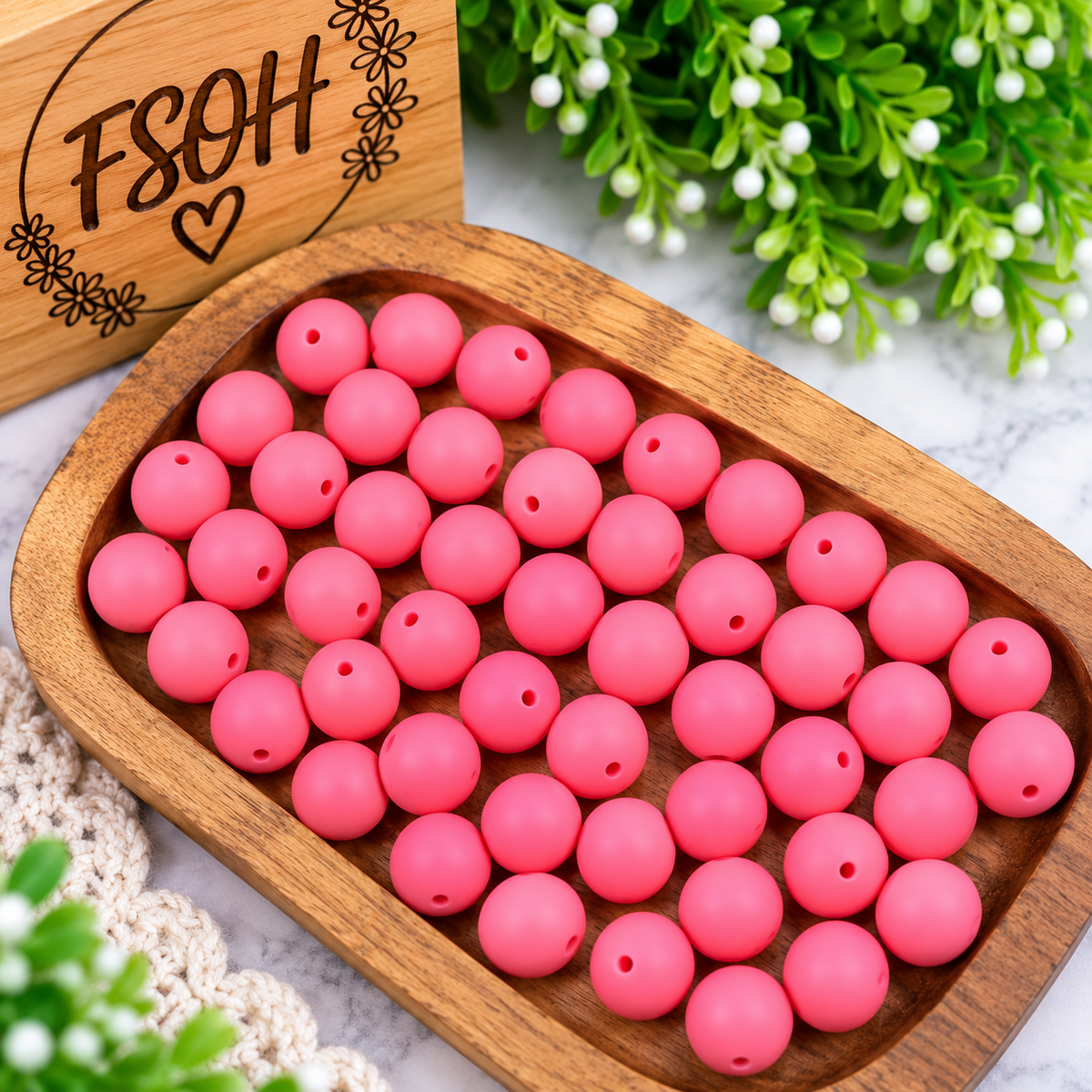 Pink Guava 15mm Matte Silicone Round Beads