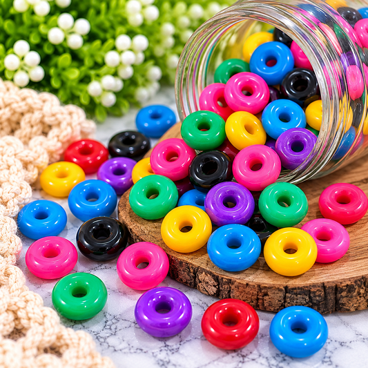 Color Pop Rings – 14mm | 5mm Hole Acrylic Spacer Beads | 40 Count
