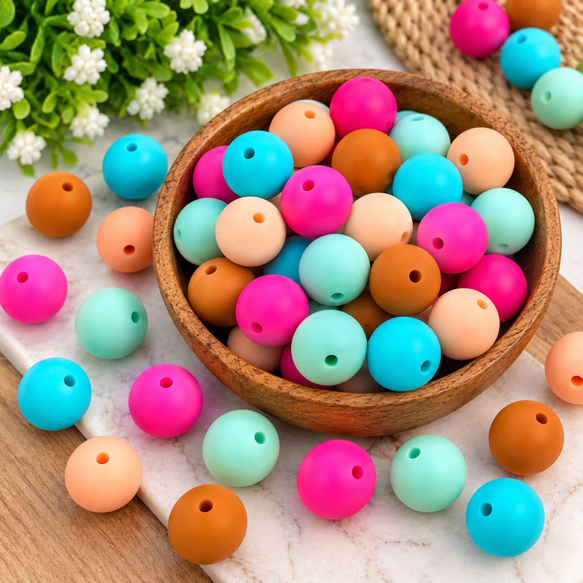 Chasing Happy – 15mm Matte Silicone Bead Mix | 60 Count