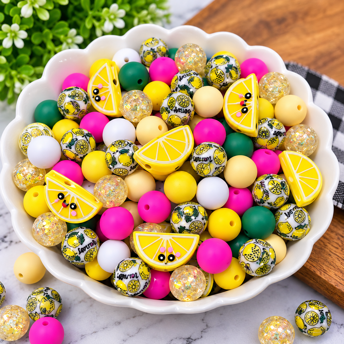 Lemondrop Lexie – 5 oz Mixed Silicone, Acrylic & Focal Bead Mix