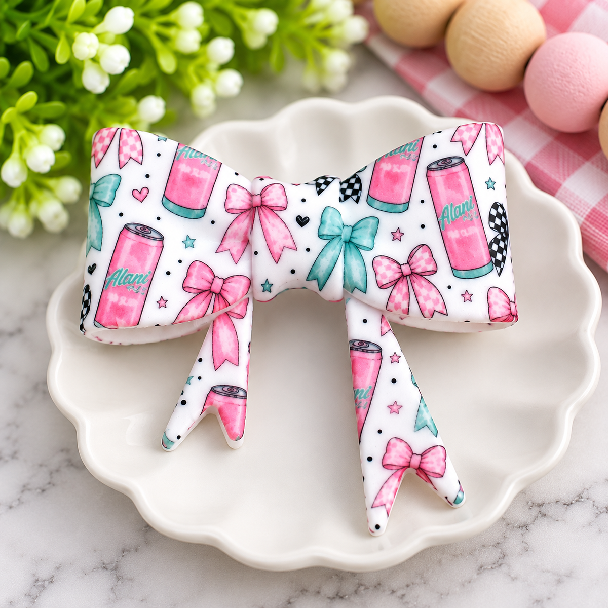 Pink Energy Bow – Large Silicone Focal Bead