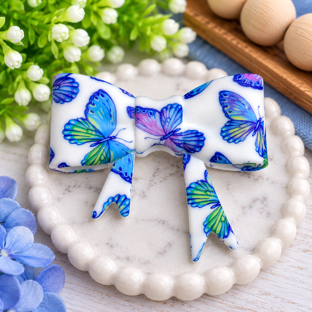 Butterfly Wishes – Large Silicone Bow Focal Bead