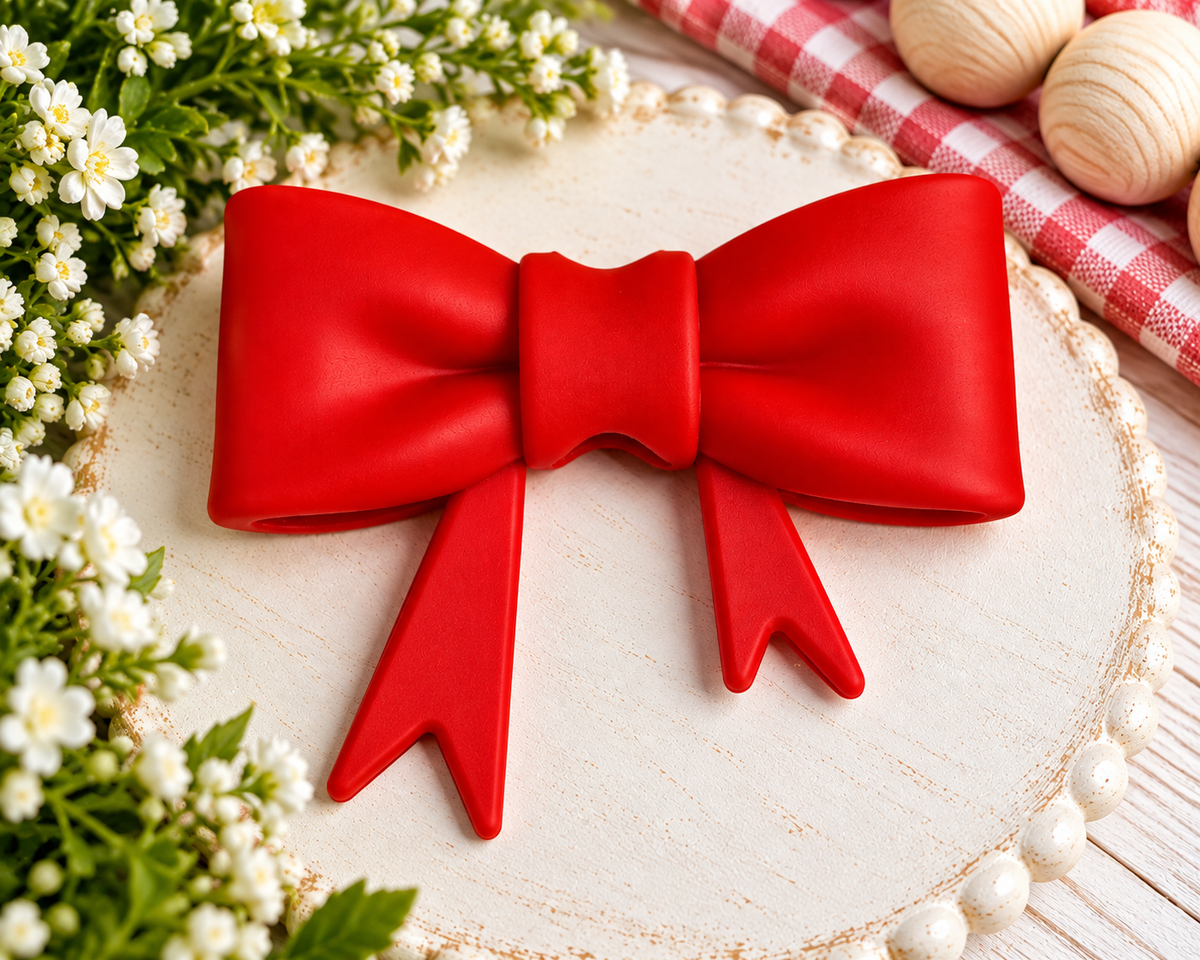 Cherry Pop – Large Silicone Bow Focal Bead