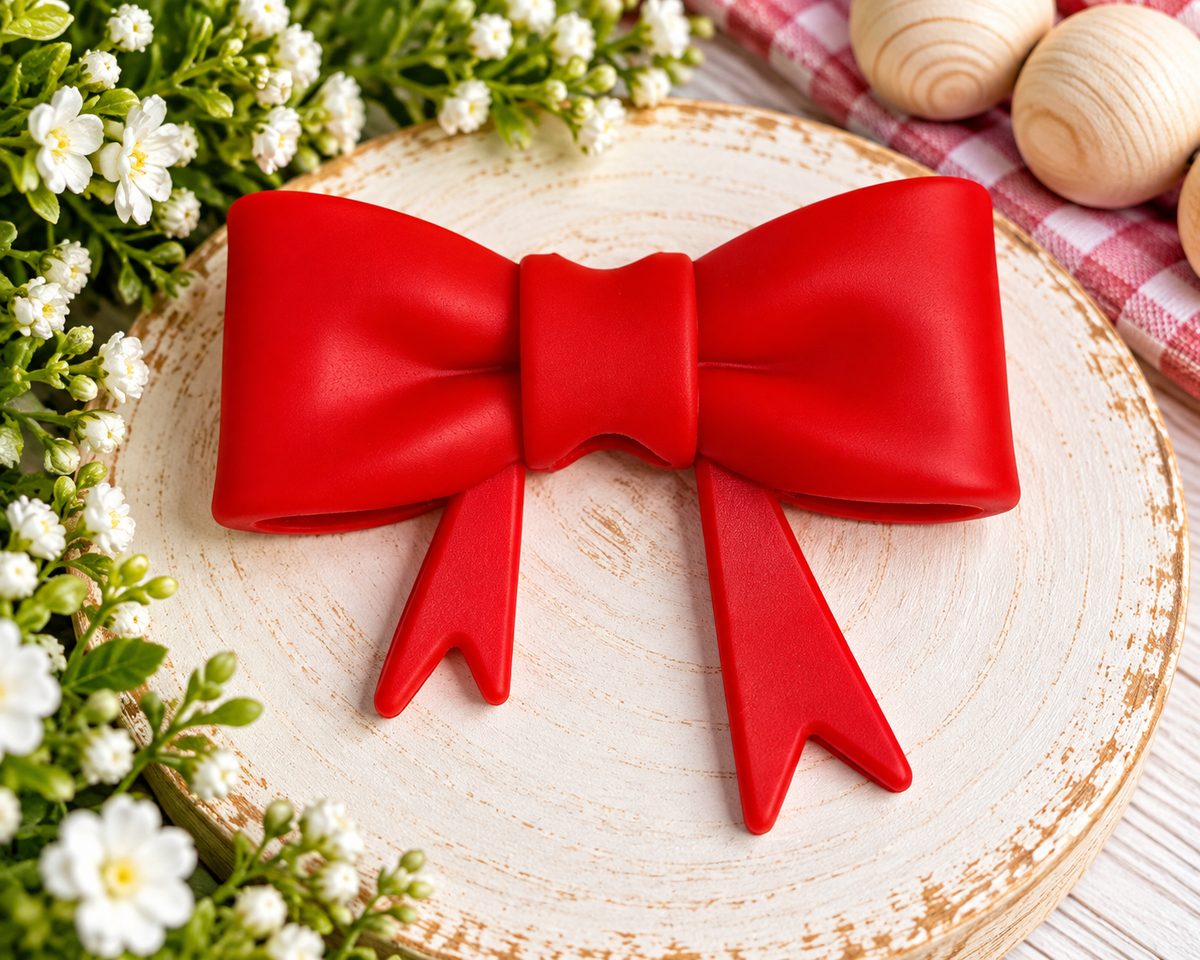 Cherry Pop – Large Silicone Bow Focal Bead