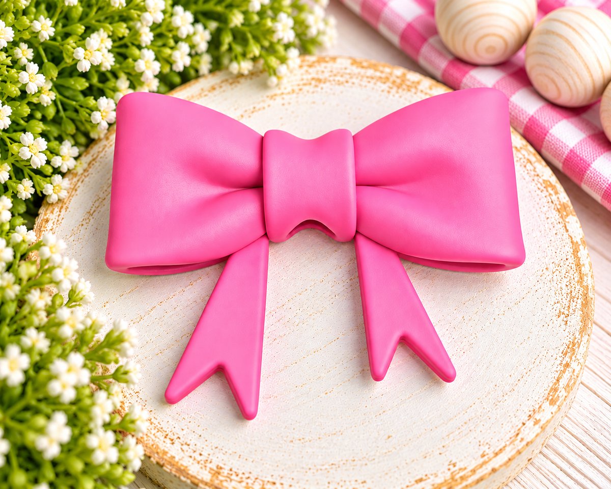 Tickled Pink – Large Silicone Bow Focal Bead