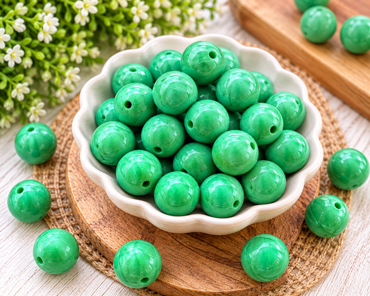 FSOH Emerald Lagoon Liquid Shimmer 15mm Silicone Beads | Premium Glossy Silicone Craft Beads | Sold Individually