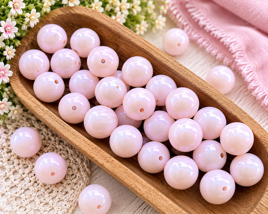 FSOH Pearl Blush Liquid Shimmer 15mm Silicone Beads | Premium Glossy Silicone Craft Beads | Sold Individually
