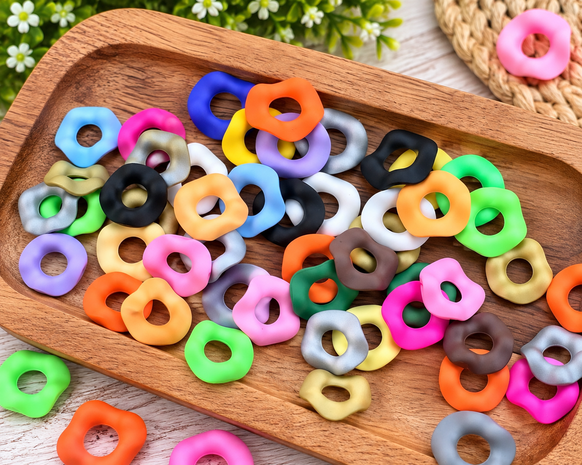 FSOH 16mm Wavy Wide Mouth Spacer Beads – Mixed Colors (25 Count Bag)