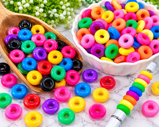 Color Pop Rings – 14mm | 5mm Hole Acrylic Spacer Beads | 40 Count