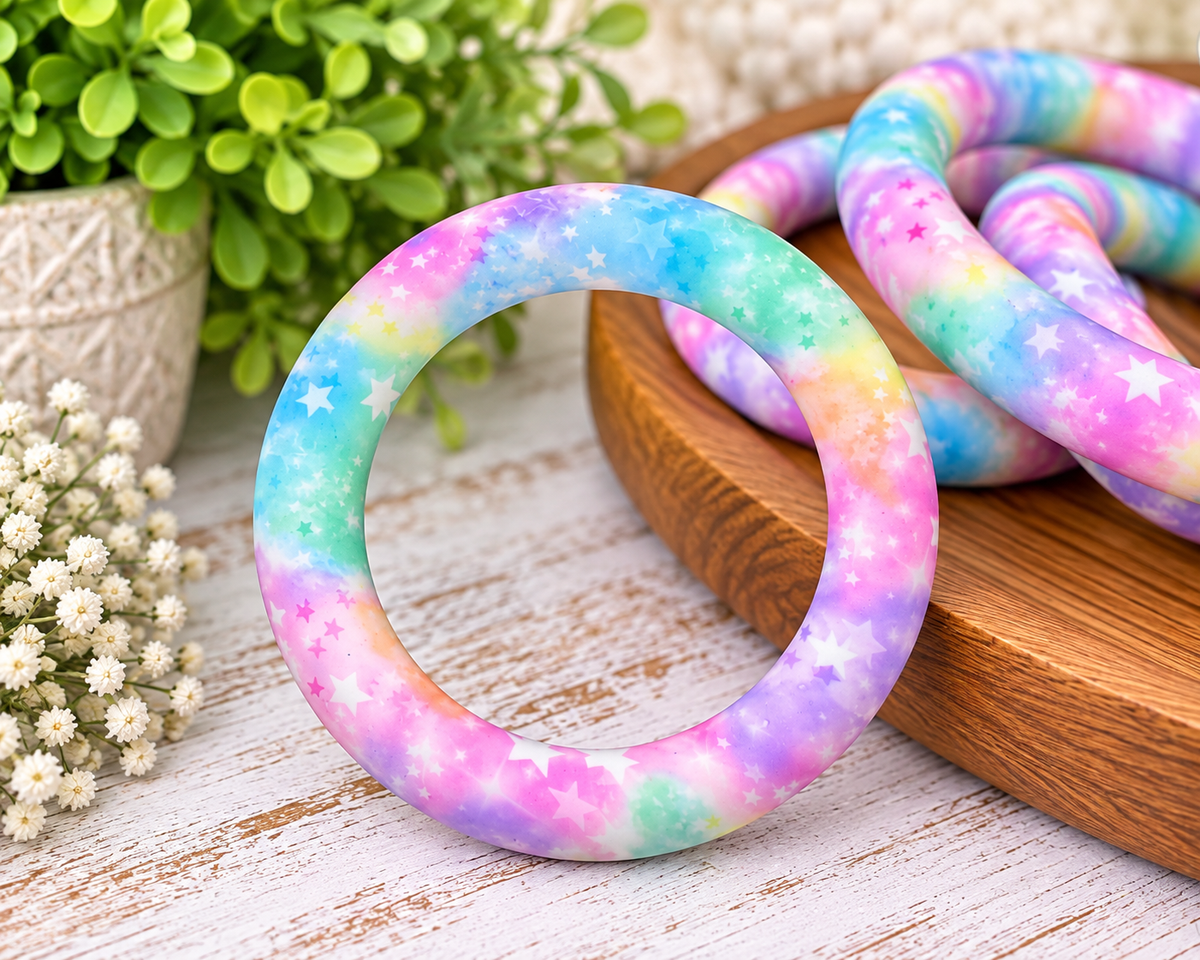 Starlight Wishes 65mm Printed Silicone Ring Bead