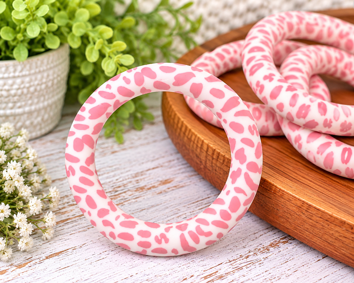 Pink Cow Print 65mm Silicone Ring Bead – Sweetheart Spots