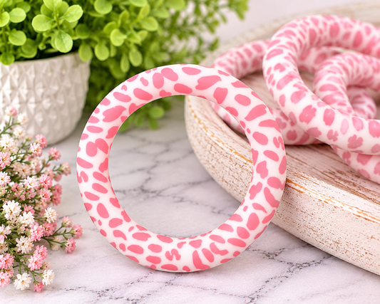 Pink Cow Print 65mm Silicone Ring Bead – Sweetheart Spots
