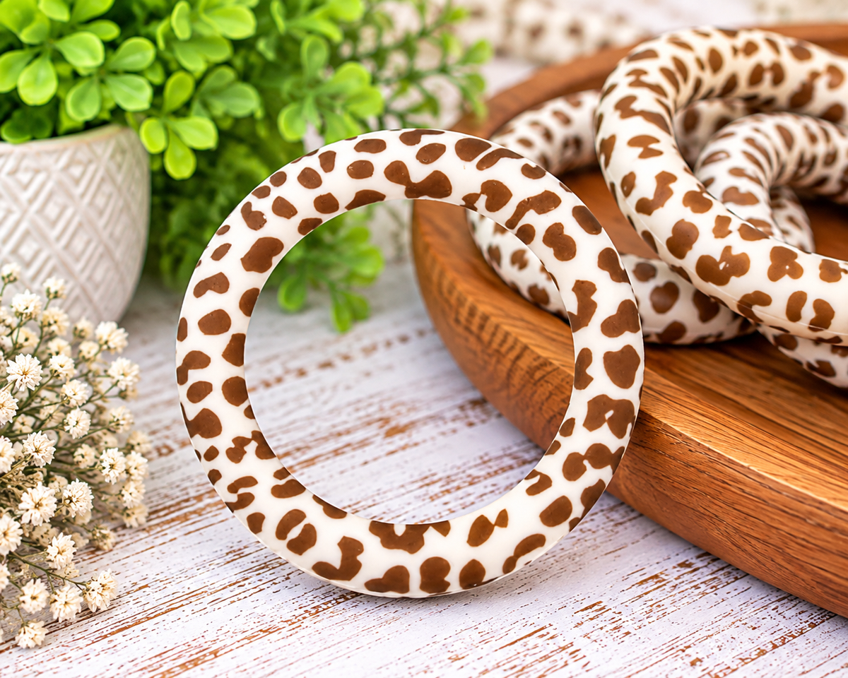 Brown Country Cowhide 65mm Silicone Ring Bead
