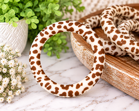 Brown Country Cowhide 65mm Silicone Ring Bead