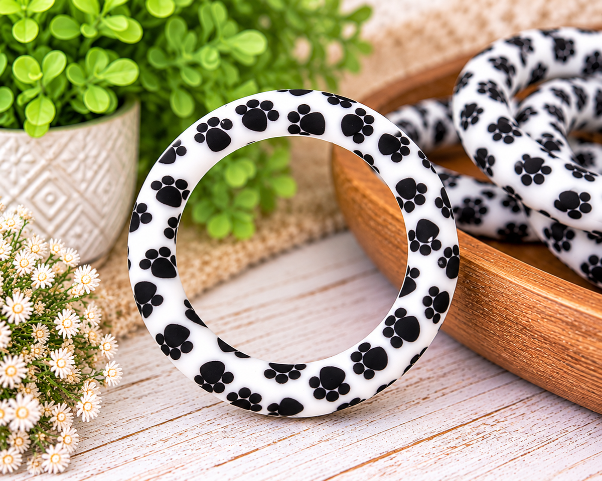 Happy Paws Print 65mm Silicone Ring Bead – Happy Paws