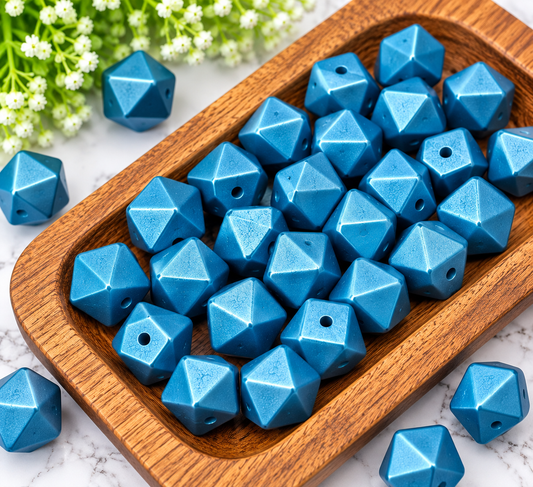 Twilight Treasure | 14mm Metallic Silicone Hexagon Beads – 10ct