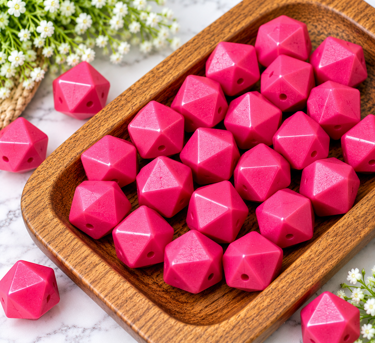 Pink Radiance | 14mm Silicone Hexagon Beads – 10ct