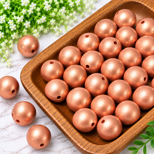 Copper Kisses | 15mm Metallic Silicone Round Beads