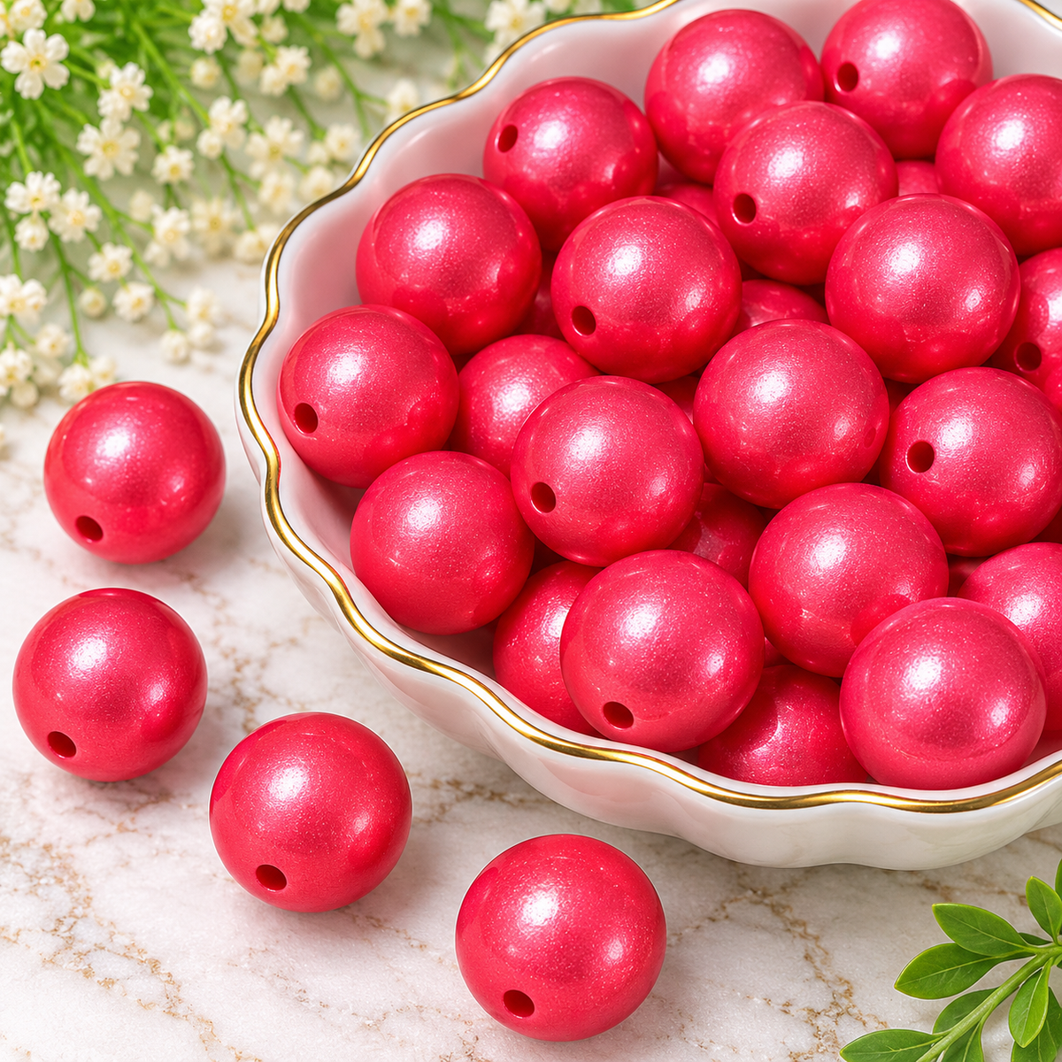 Pink Radiance | 15mm Metallic Silicone Round Beads