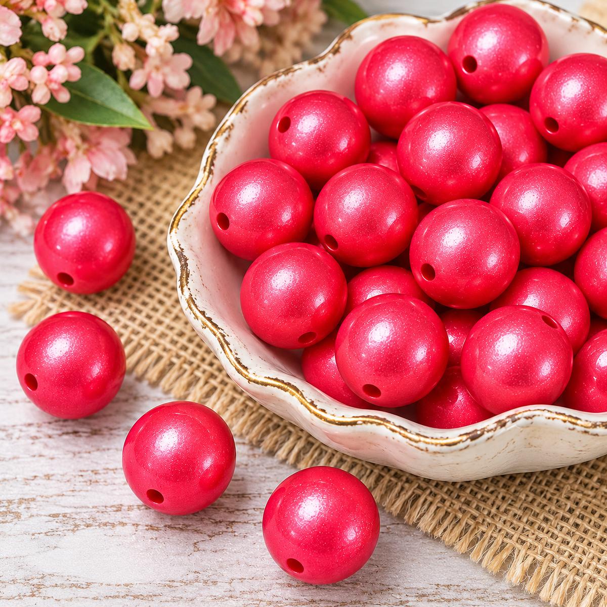 Pink Radiance | 15mm Metallic Silicone Round Beads