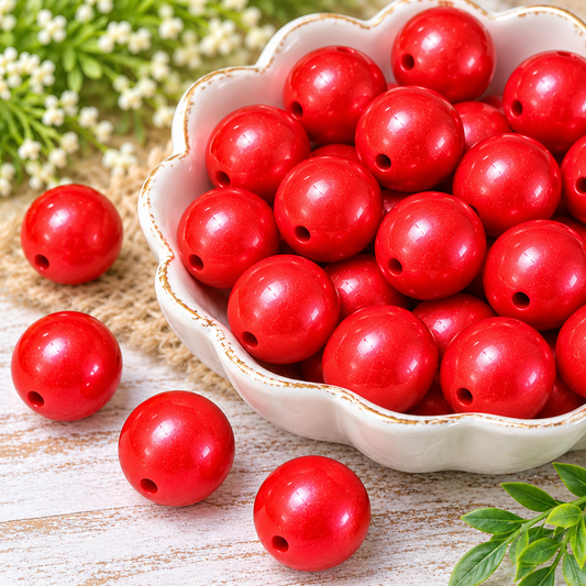 Ruby Radiance | 15mm Metallic Silicone Round Beads