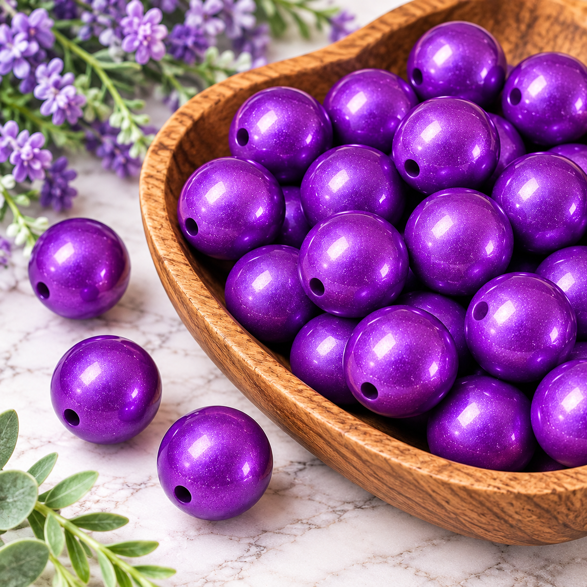 Royal Amethyst | 15mm Metallic Silicone Round Beads