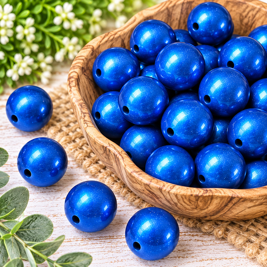 Blue Horizon | 15mm Metallic Silicone Round Beads