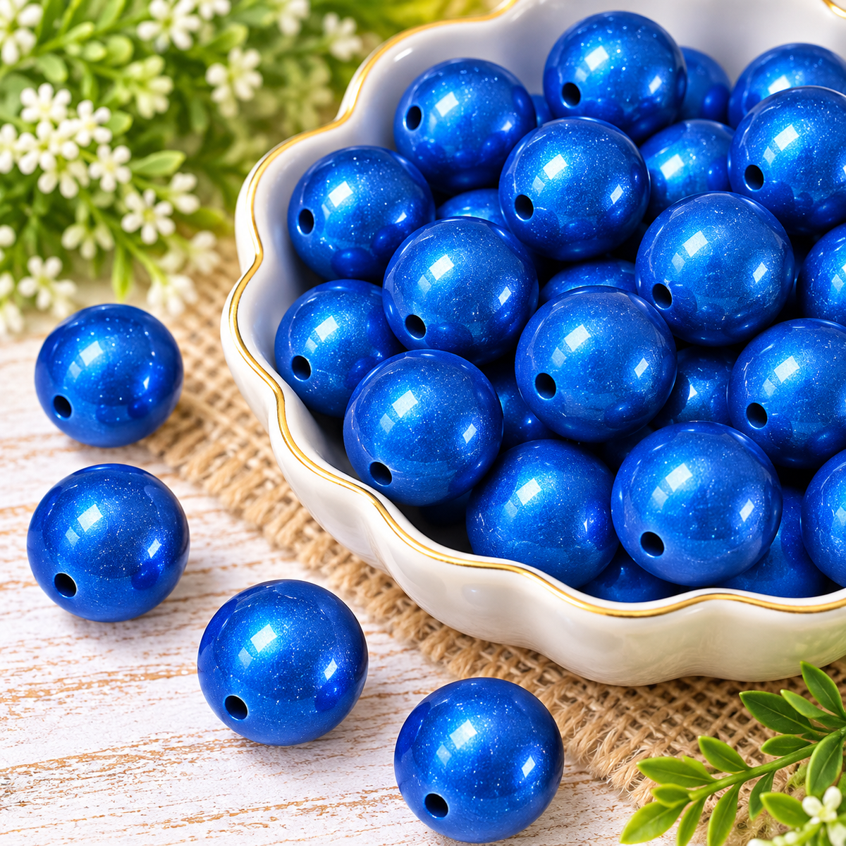 Blue Horizon | 15mm Metallic Silicone Round Beads