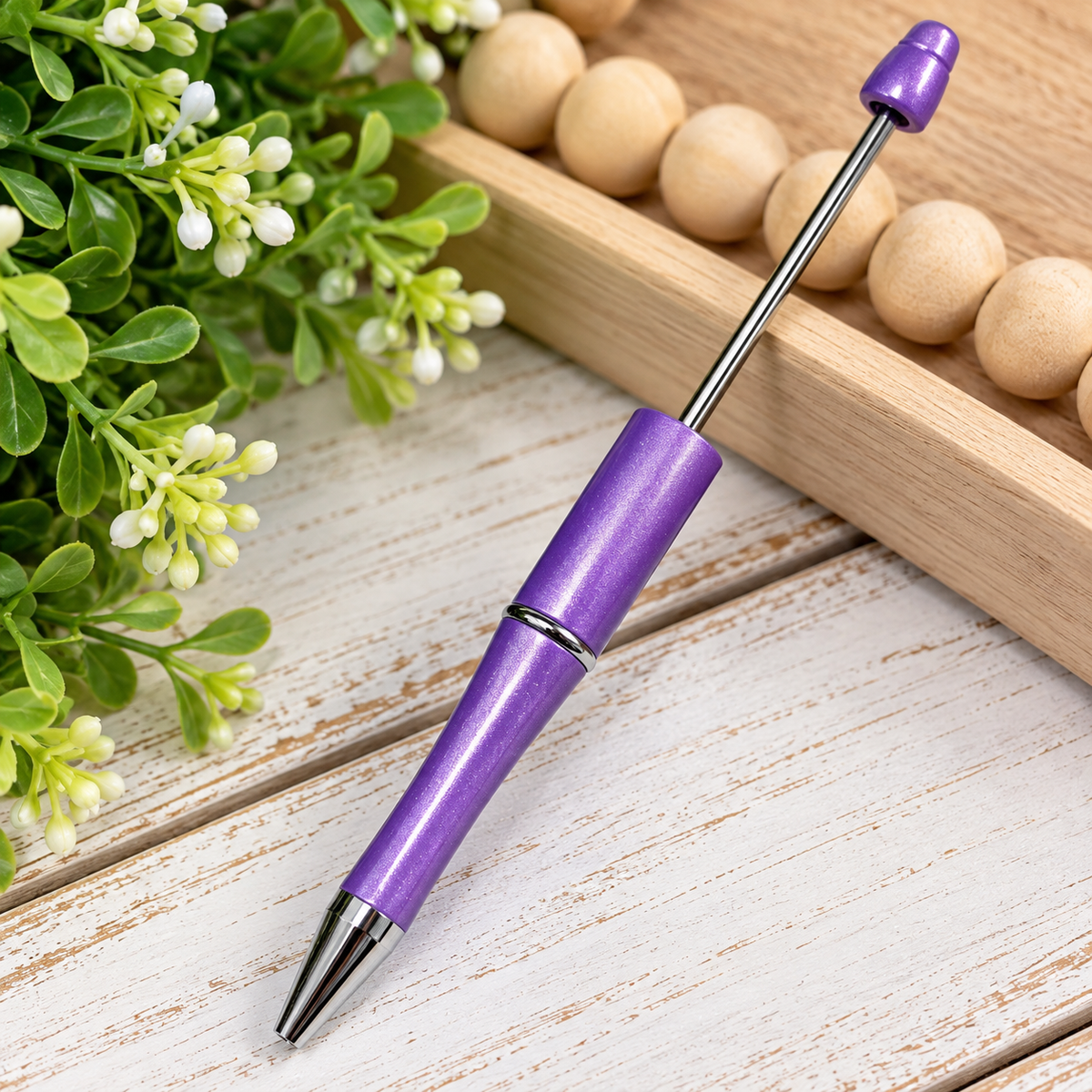 Lilac Dream Shimmer Beadable Pen – Refillable Black Ink Pen Blank
