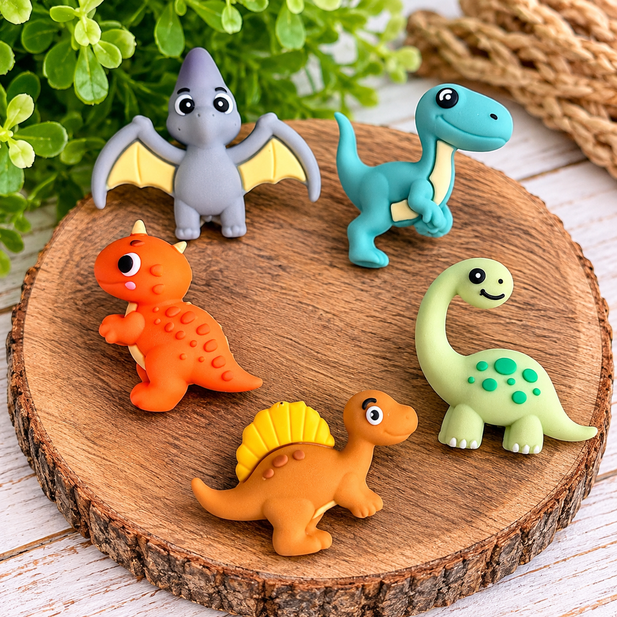 Prehistoric Pals Dinosaur Silicone Focal Beads | 5 Count