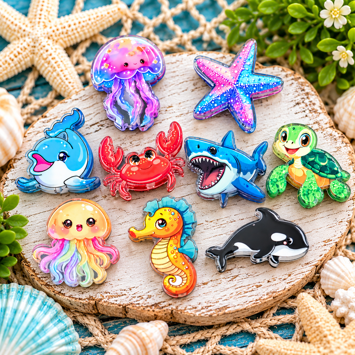 Ocean Friends Acrylic Focal Beads | Random Mix 6ct