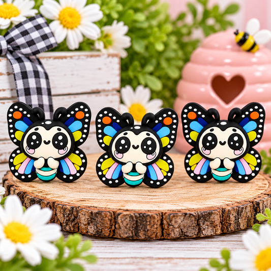 Rainbow Flutter Butterfly Silicone Focal Bead | Sold Individually