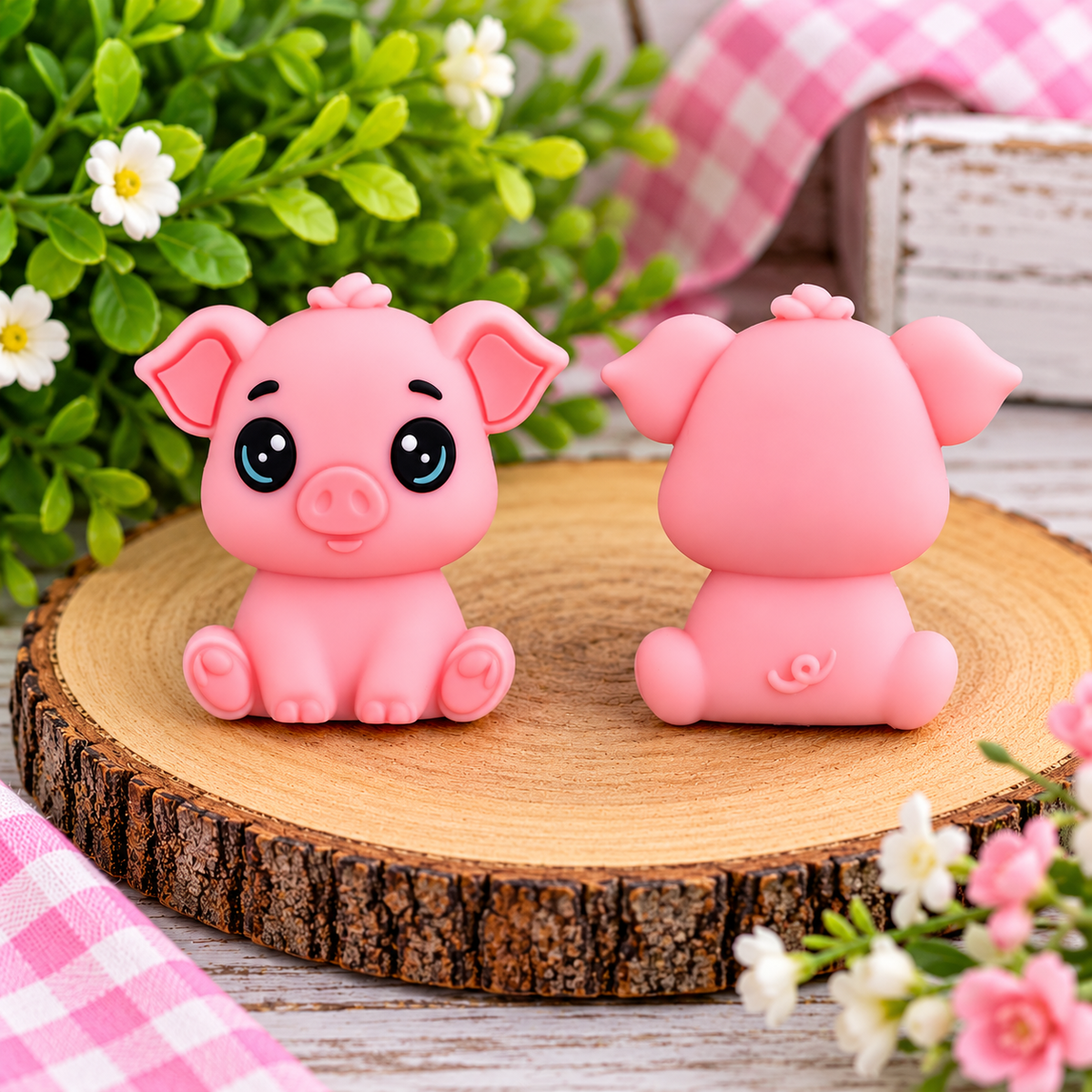 Pretty in Pink Piggy Silicone Focal Bead | Cute Farm Animal