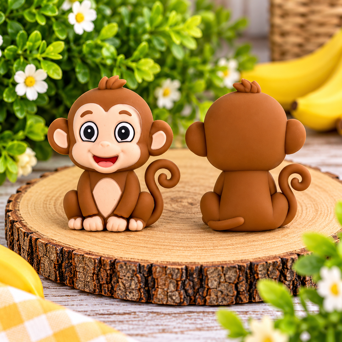 Cute Brown Monkey Silicone Focal Bead | Jungle Animal Craft Supplies