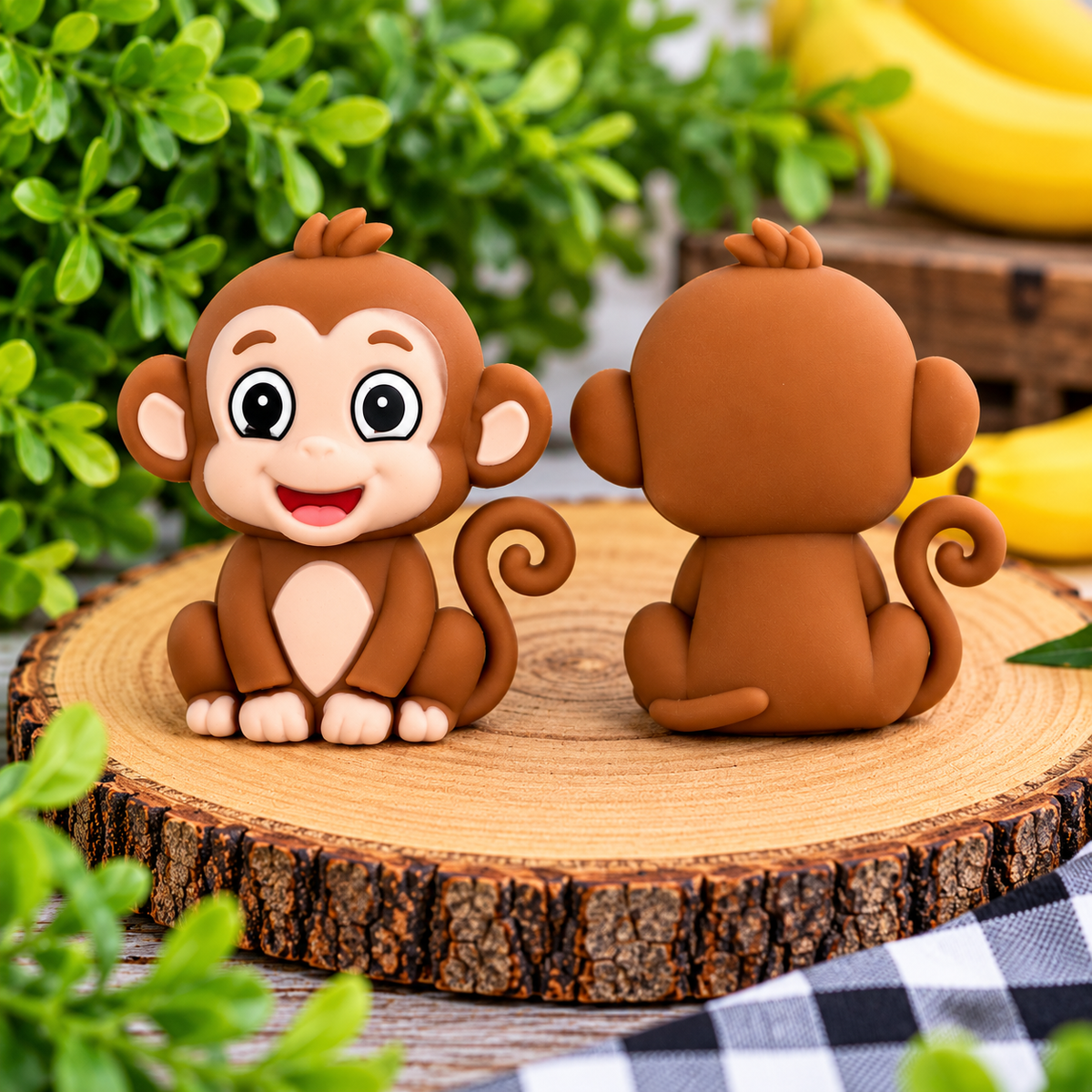 Cute Brown Monkey Silicone Focal Bead | Jungle Animal Craft Supplies
