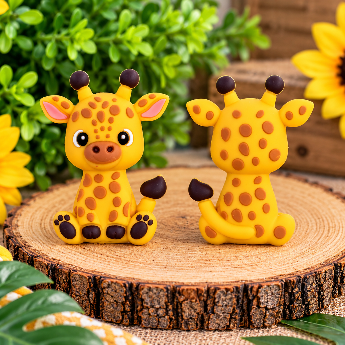 Adorable Baby Giraffe Silicone Focal Bead | Safari Animal Craft Supply