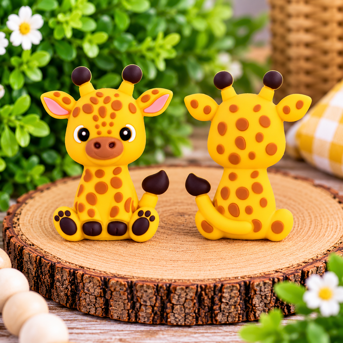 Adorable Baby Giraffe Silicone Focal Bead | Safari Animal Craft Supply