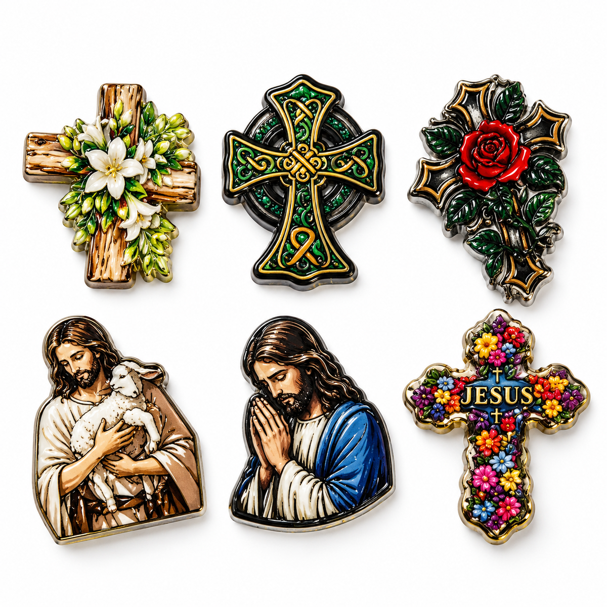 Religious Themed Acrylic Focal Beads | Mystery Mix | Bag of 6