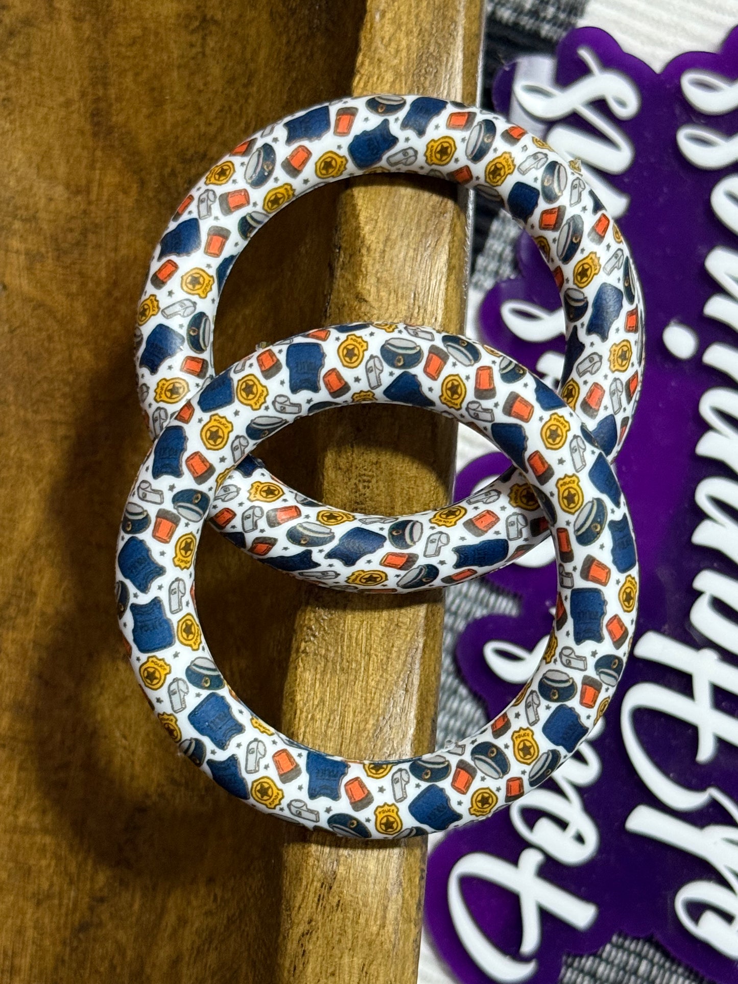 65mm Printed Silicone Ring Bead Multiple Print Options And Mixed Colors