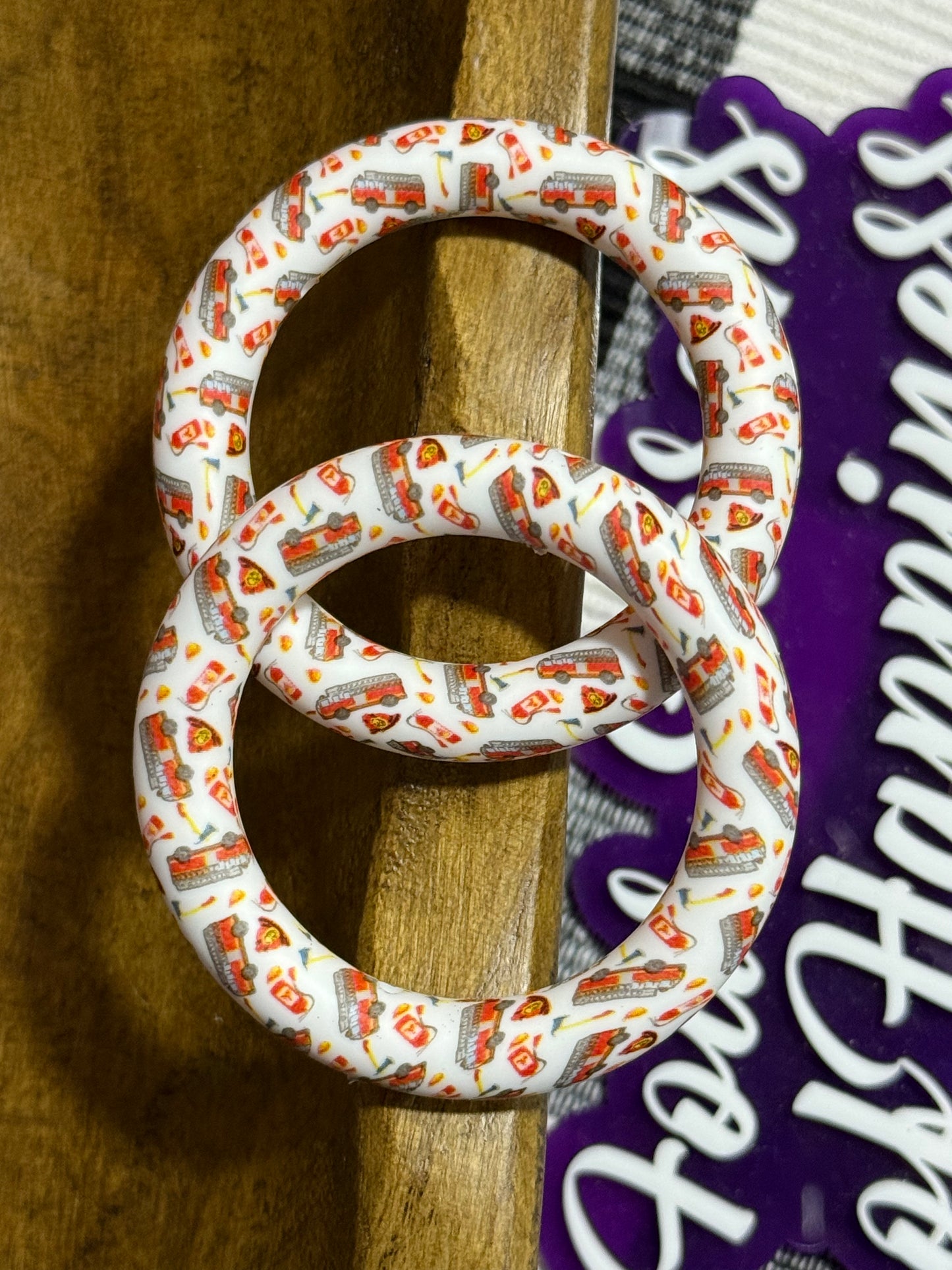 65mm Printed Silicone Ring Bead Multiple Print Options And Mixed Colors