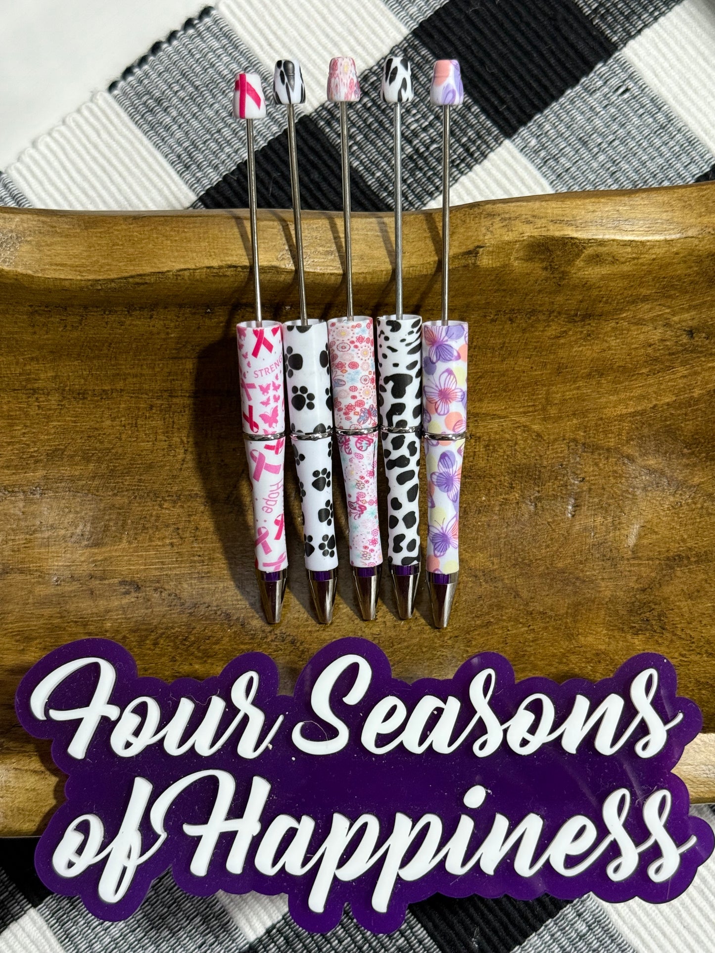 Printed Bead-able Black Ink Pen Multiple Pattern/Color Options