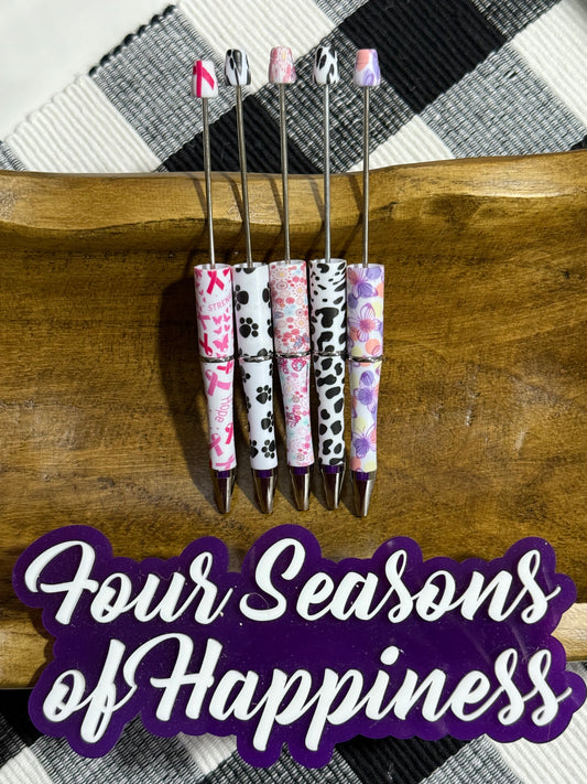 Printed Bead-able Black Ink Pen Multiple Pattern/Color Options