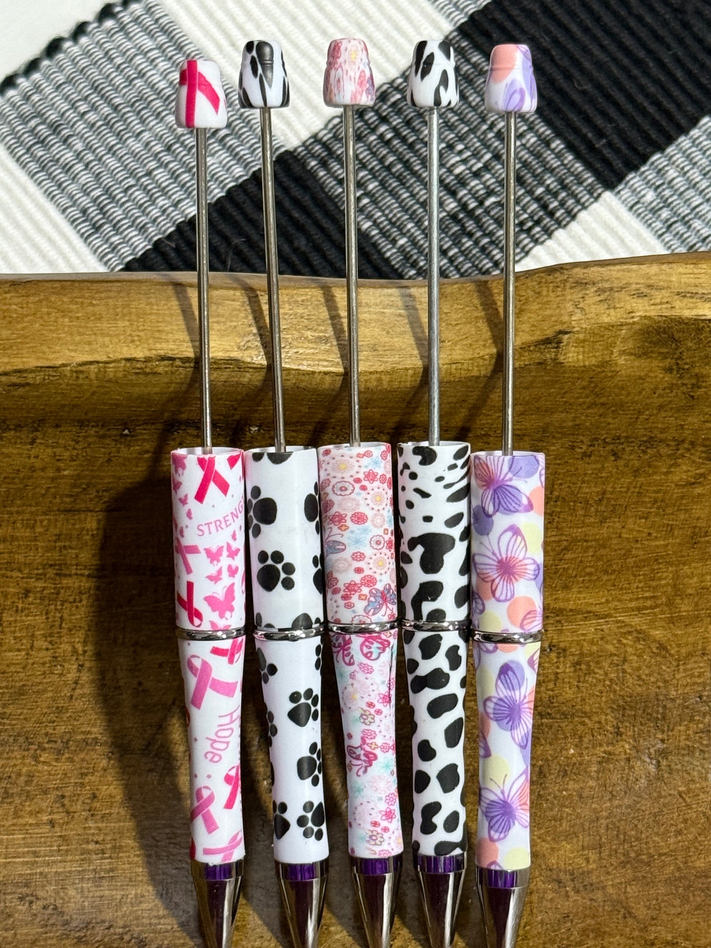 Printed Bead-able Black Ink Pen Multiple Pattern/Color Options