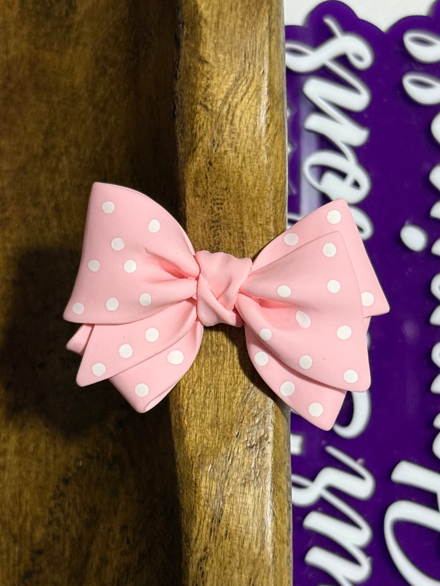 Large Polka Dot Bow Bead 2mm Opening Pink White or Black