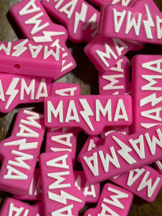Mama Lightning Bolt Silicone Focal Bead